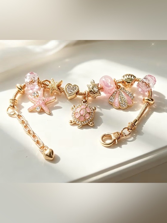 Jewelry - Gold Pink Ocean Charm Bracelet
